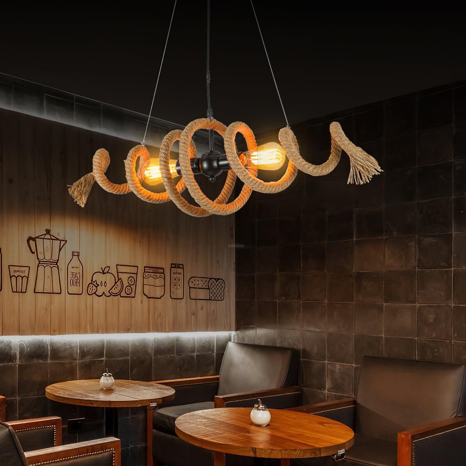Hemp Rope Industrial Spiral Chandelier ∅ 31.5″-Sylvia Space