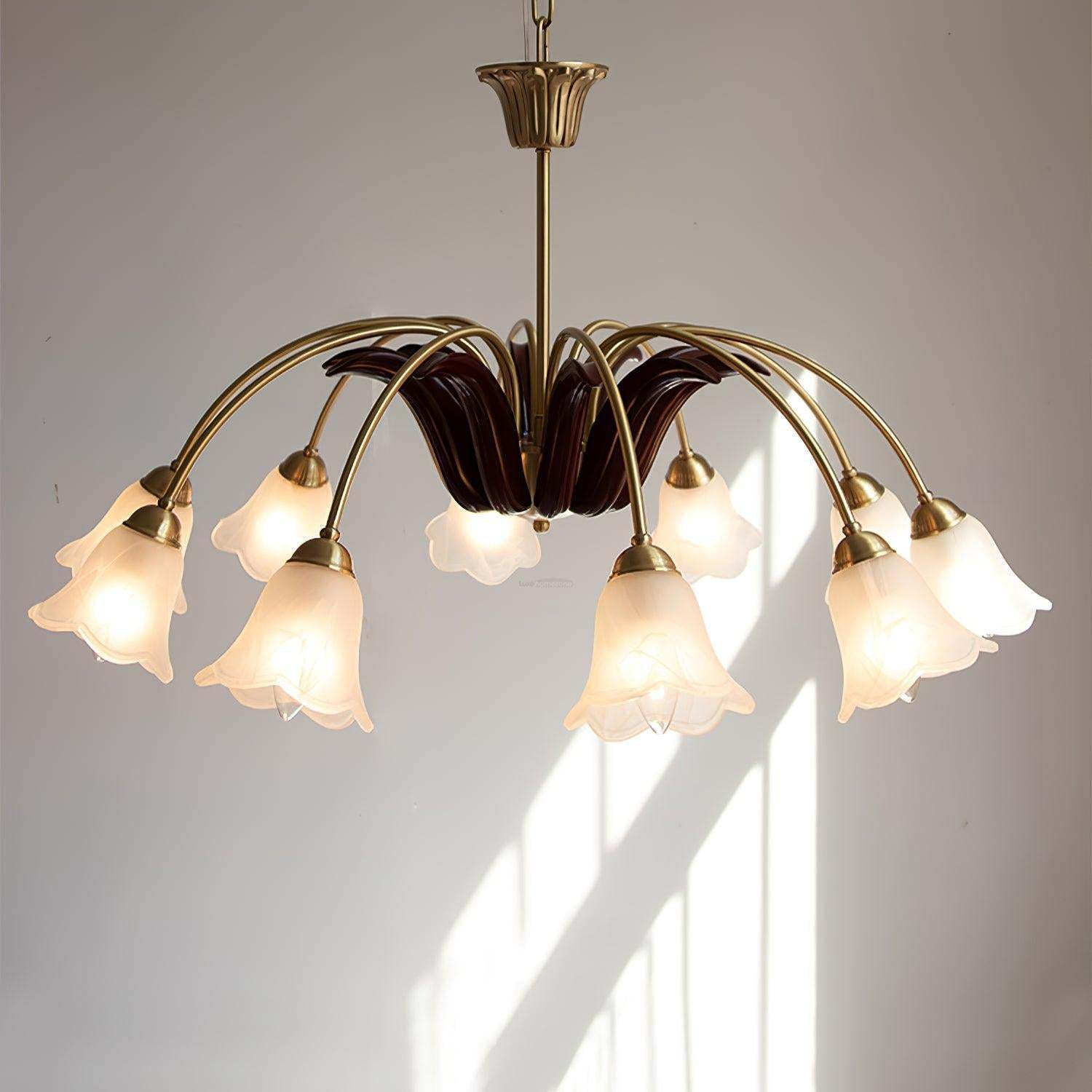Brass Pastoral Flower Chandelier with 6/8/10 heads-Sylvia Space