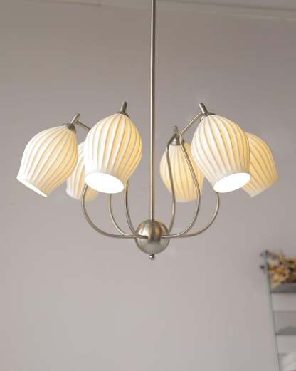 Ceramic Ribbed Chandelier with 4/6/8 heads-Sylvia Space