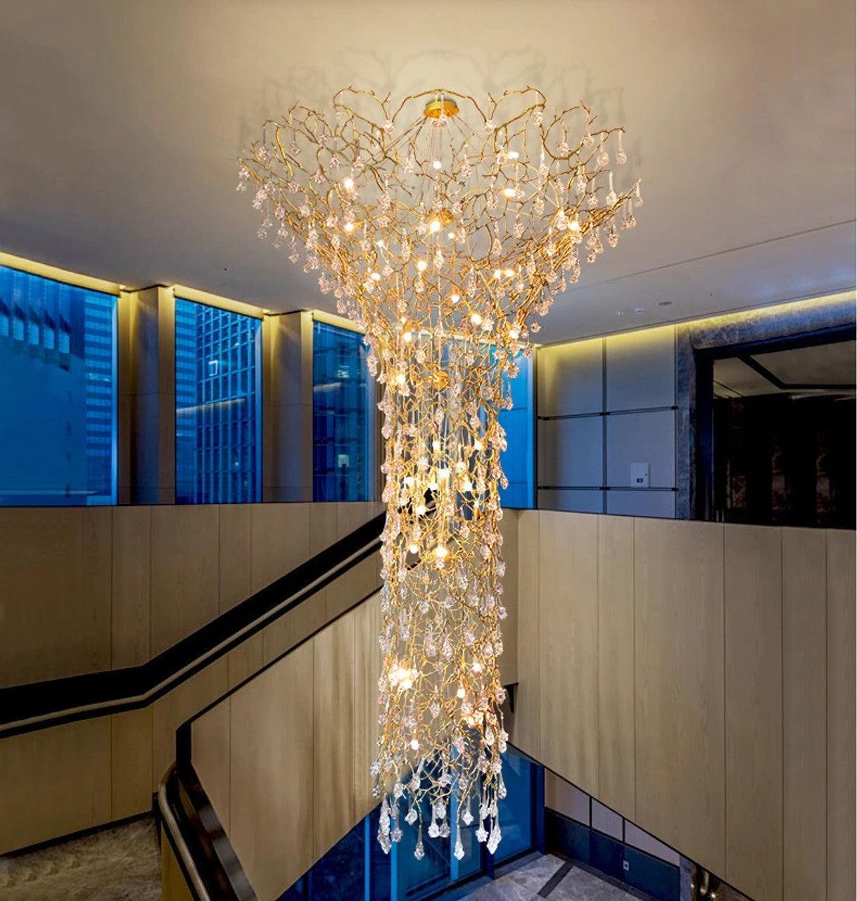 Tree Branch Staircase Chandelier ∅ 59″-Sylvia Space
