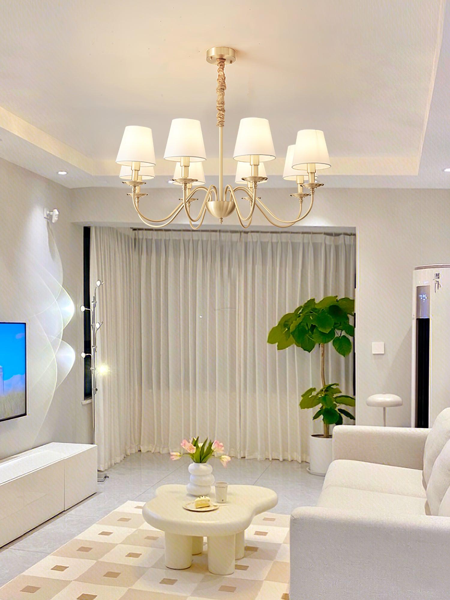 Tapered Fabric Brass Chandelier with 3/5/8 heads-Sylvia Space