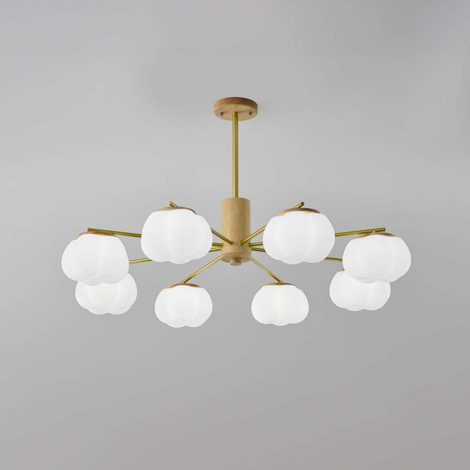 Wooden Cotton Balls Chandelier with 5/8 lamps-Sylvia Space