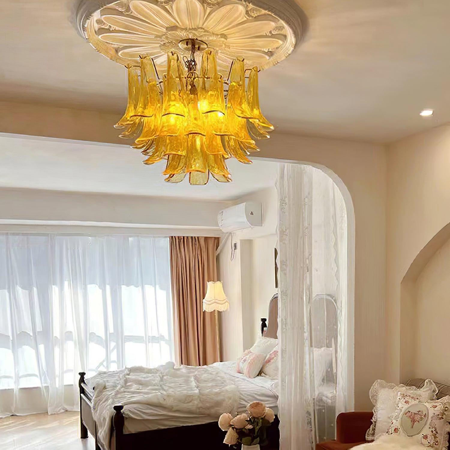 Glass Leaf Cascade Chandelier with 3/4 layer-Sylvia Space