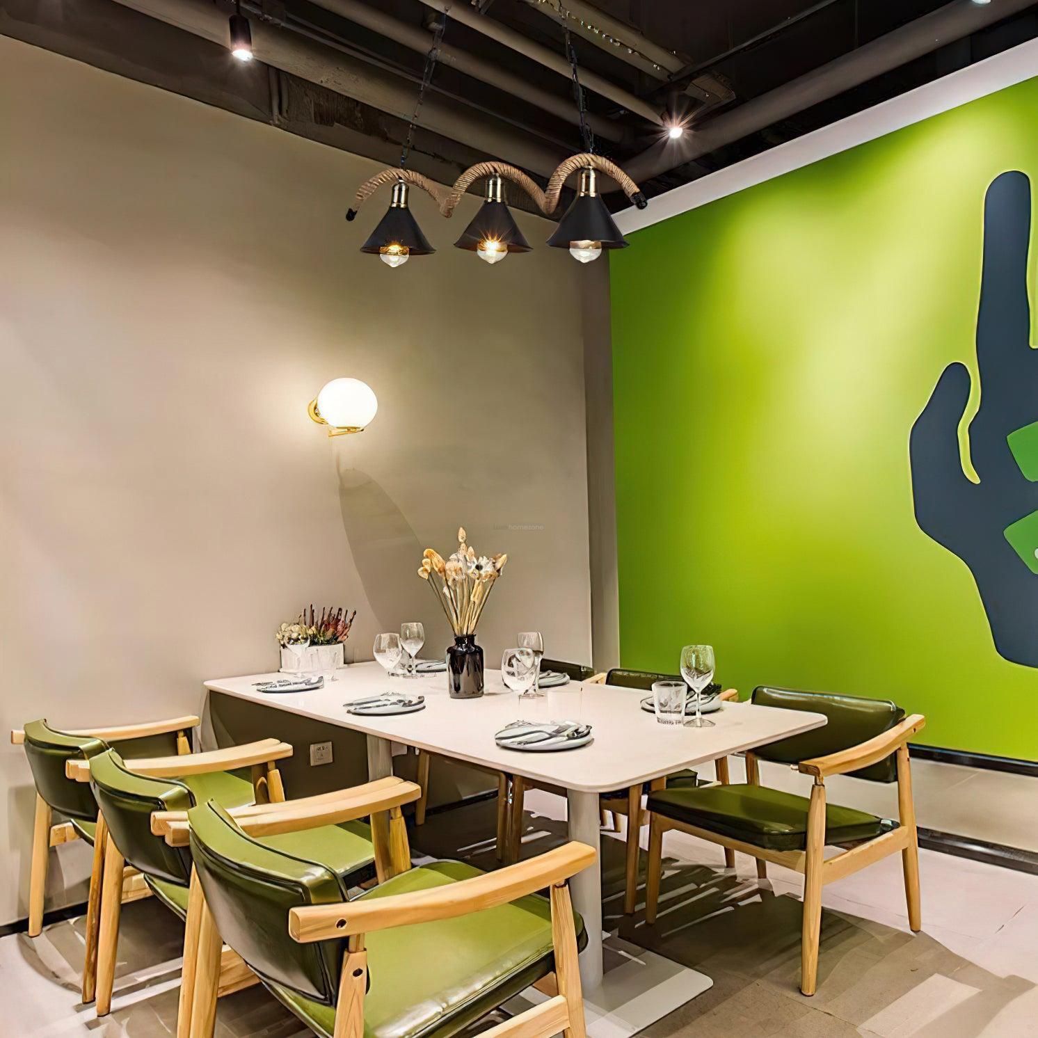 Hemp Rope Industrial Wave Chandelier with 3/5 heads-Sylvia Space