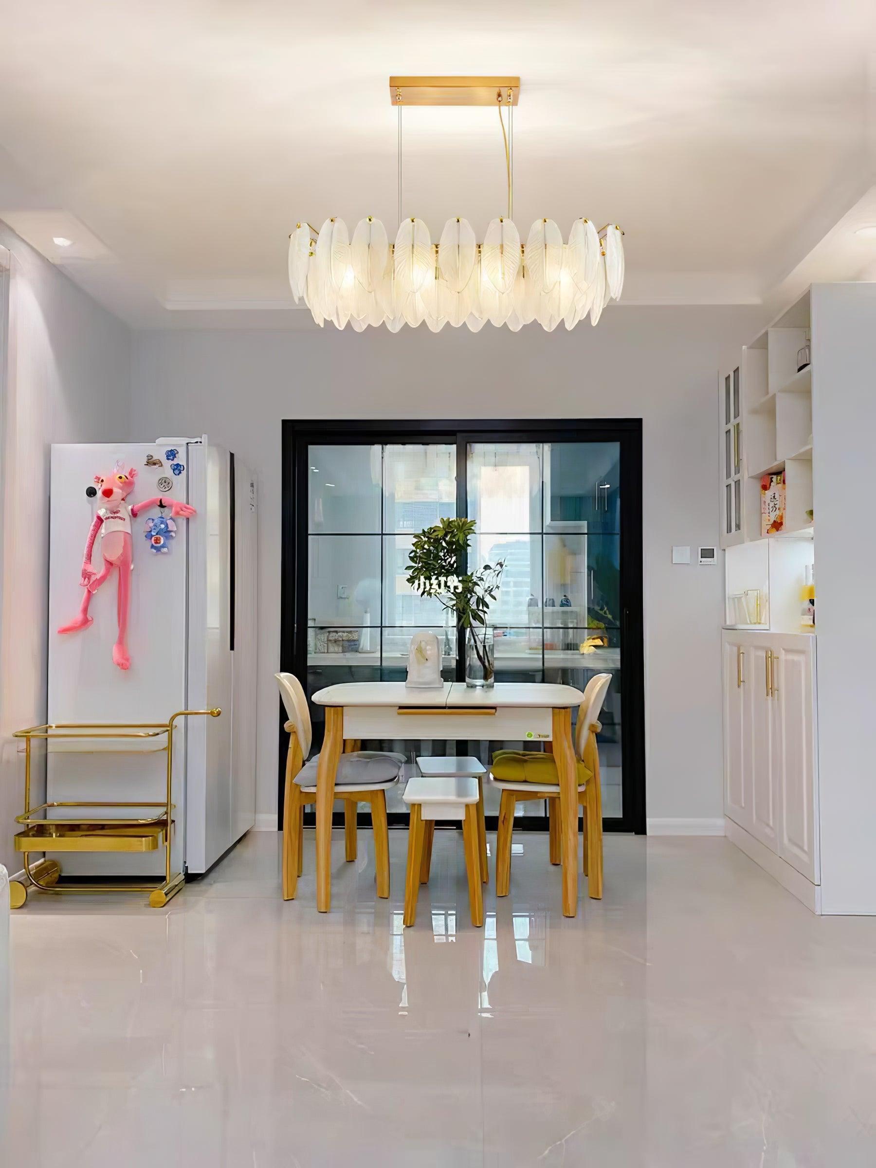 Glass Feather Style Chandelier-Sylvia Space