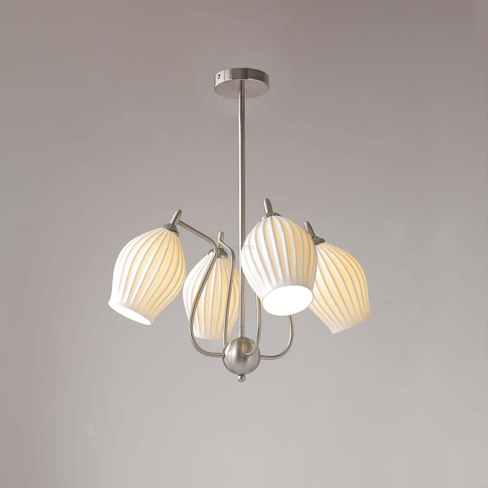 Ceramic Ribbed Chandelier with 4/6/8 heads-Sylvia Space