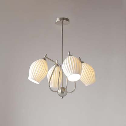 Ceramic Ribbed Chandelier with 4/6/8 heads-Sylvia Space