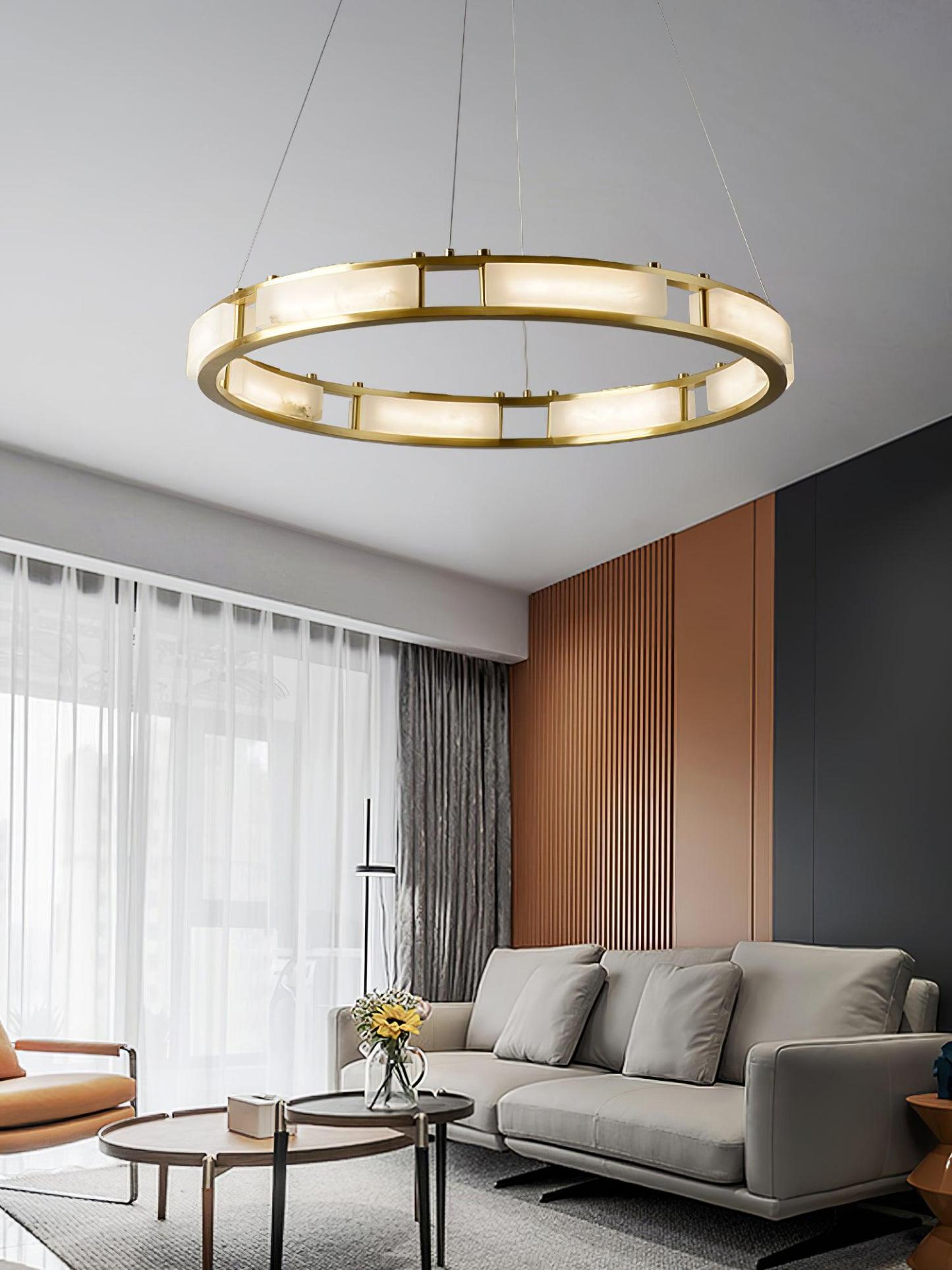 Qatar Alabaster Round Chandelier-Sylvia Space