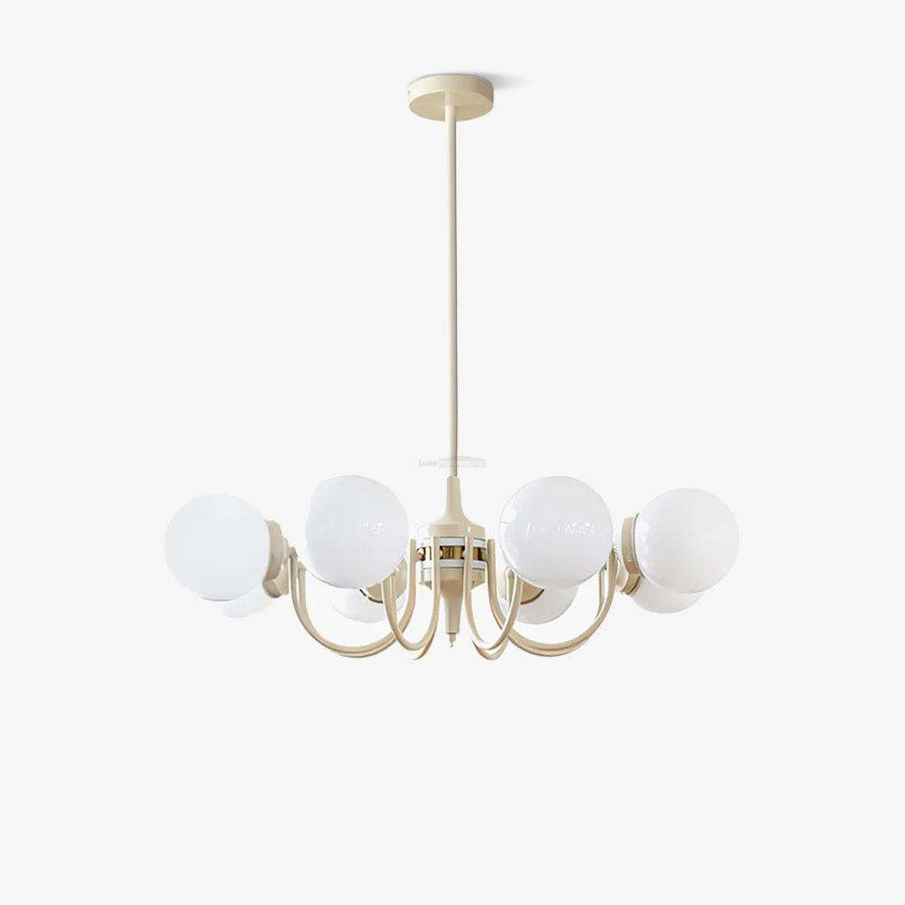 Cream Glass Ball Chandelier ∅ 19.7″-Sylvia Space