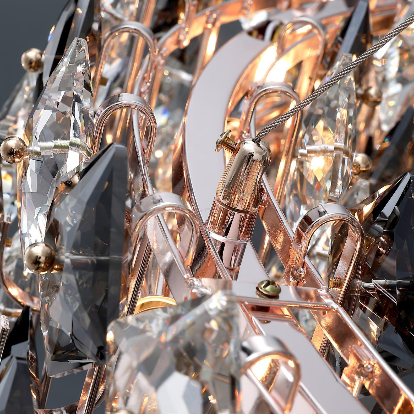 Scale Crystal Round Chandelier Φ 23.6″-Sylvia Space