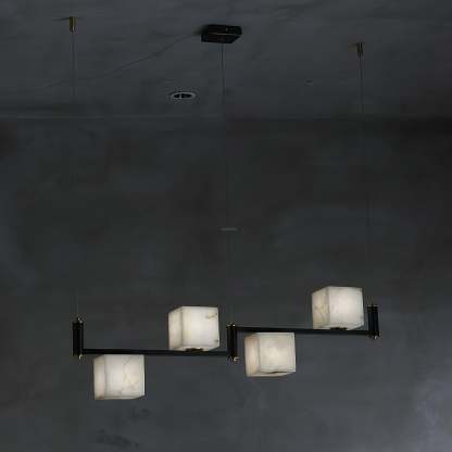 Alabaster Square Box Chandelier with 4/5/6/8/9 heads-Sylvia Space