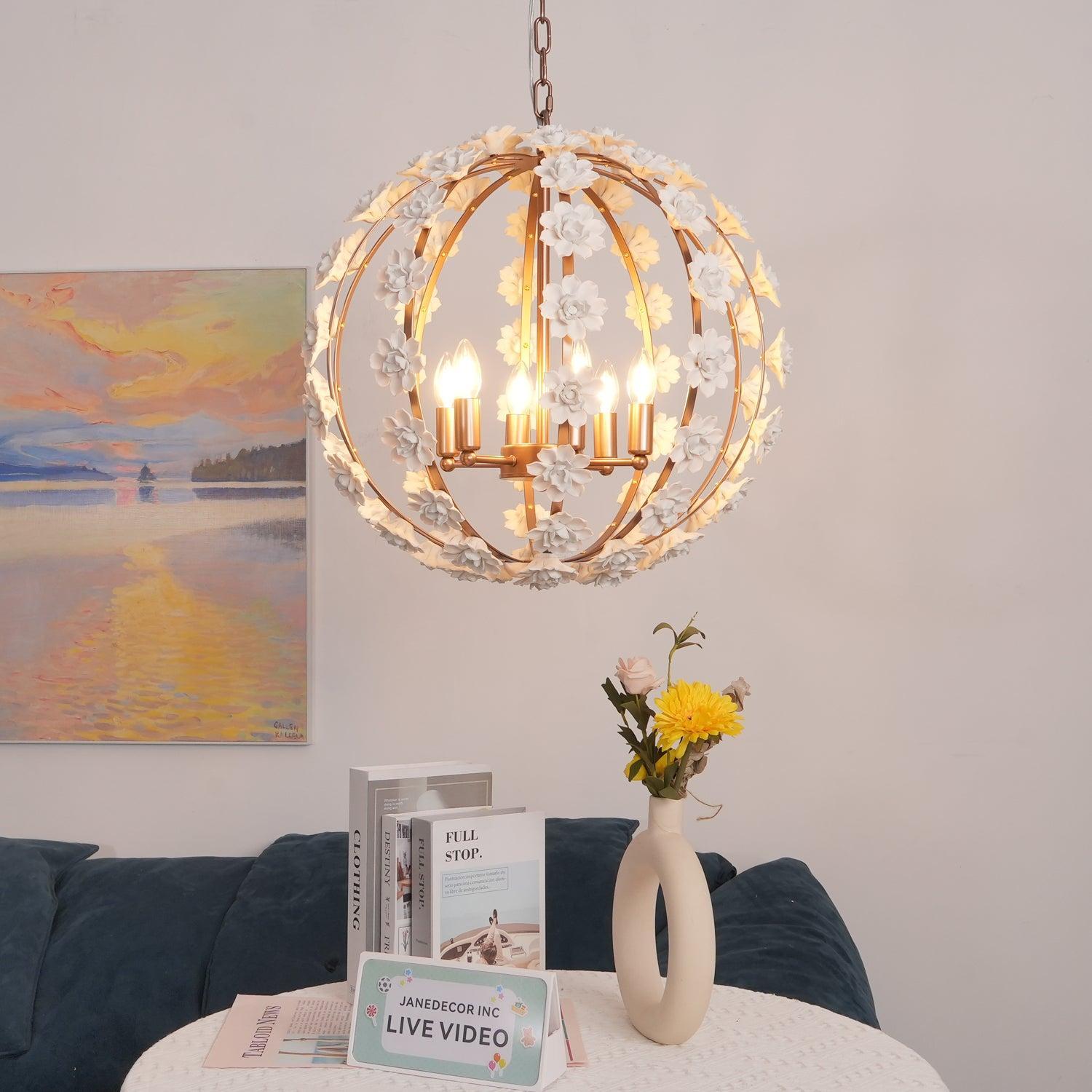 Bianca Floral Orb Globe Chandelier-Sylvia Space