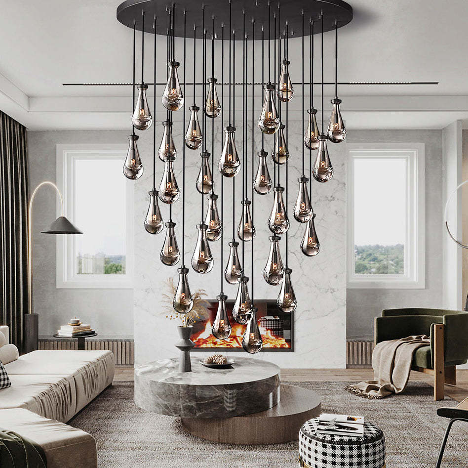 Raindrop Glass Round Chandelier 60"