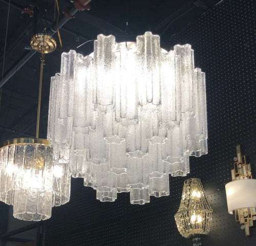 Recessed translucent tubular glass chandelier-Sylvia Space