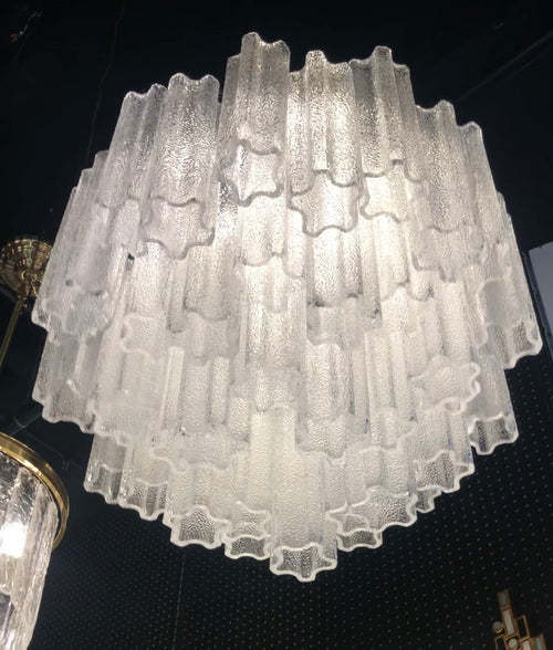 Recessed translucent tubular glass chandelier-Sylvia Space