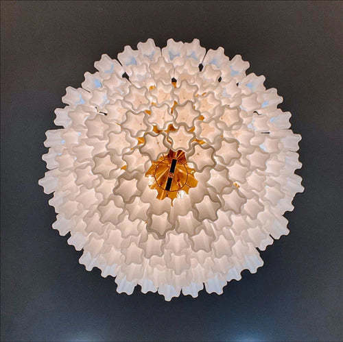 Recessed translucent tubular glass chandelier-Sylvia Space