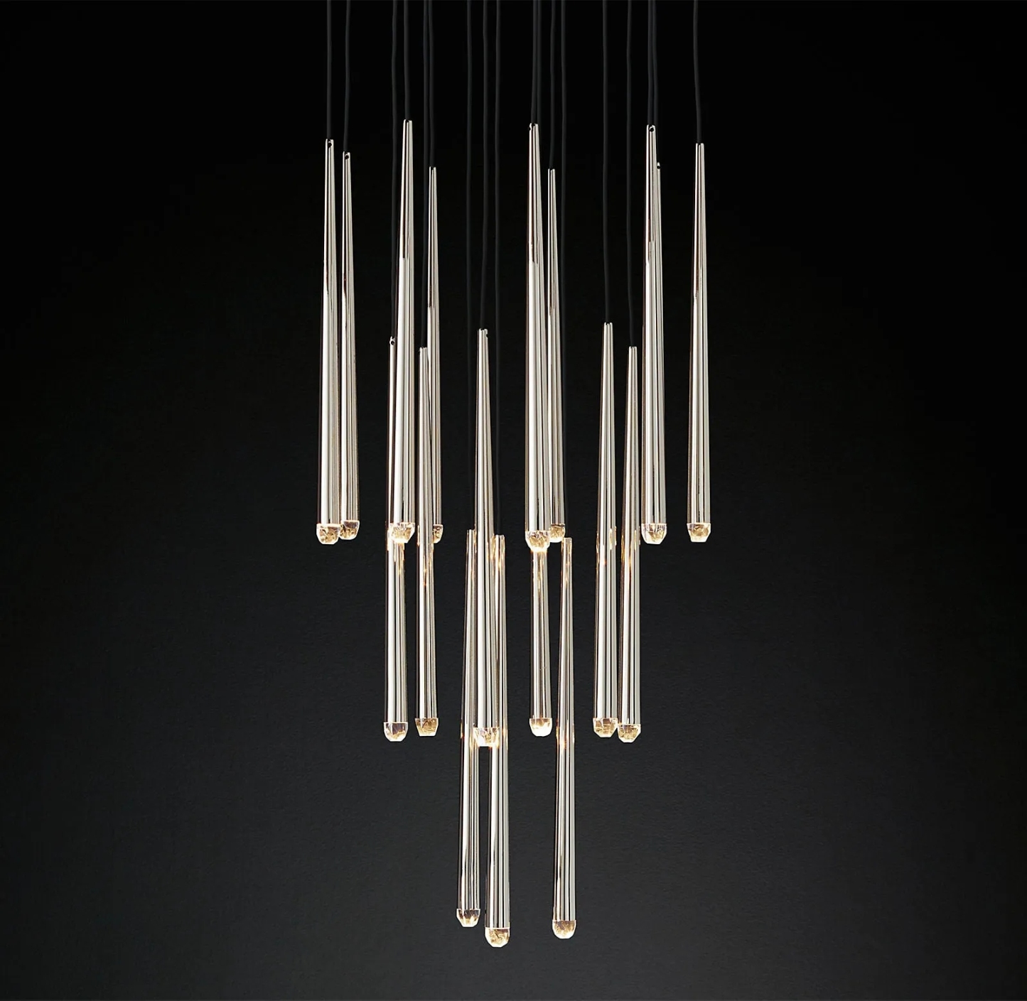 Aquinan Tapered Tubular Round Chandelier 24" 30" 48", Lacquered Burnished Brass / Bronze
