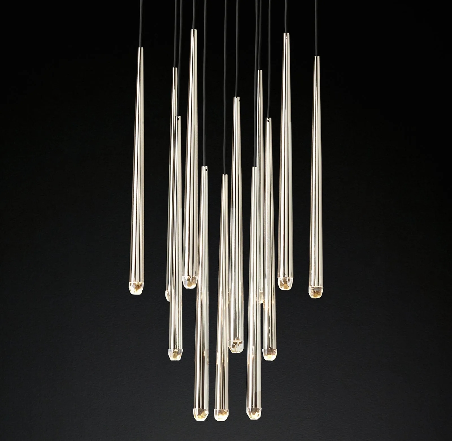 Aquinan Tapered Tubular Round Chandelier 24" 30" 48", Lacquered Burnished Brass / Bronze