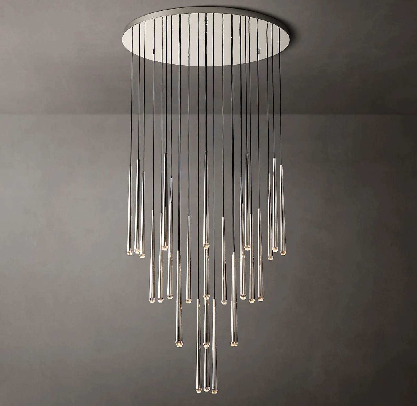 Aquinan Tapered Tubular Round Chandelier 24" 30" 48", Lacquered Burnished Brass / Bronze