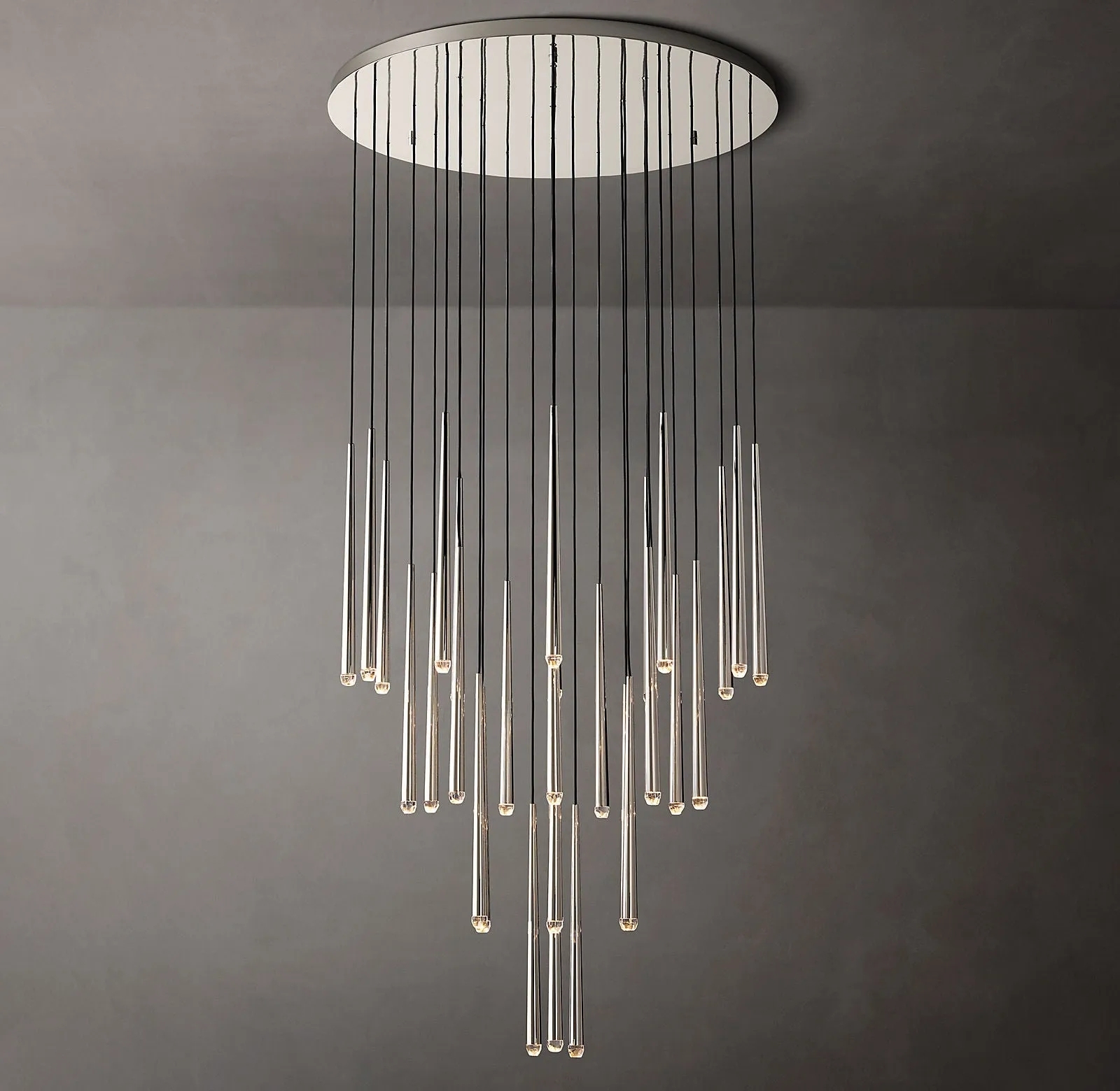 Aquinan Tapered Tubular Round Chandelier 24" 30" 48", Lacquered Burnished Brass / Bronze