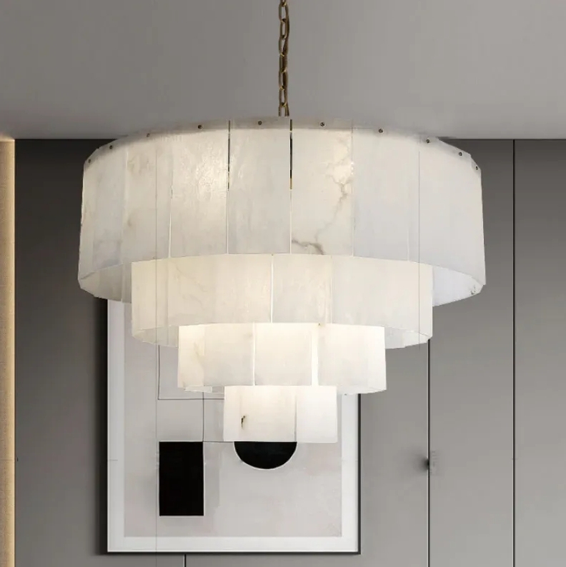 Alabaster Lorry Modern Multi-Layer Round Chandelier 36"