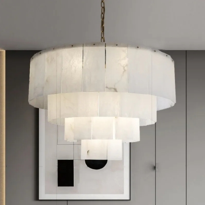 Alabaster Lorry Modern Multi-Layer Round Chandelier 36"