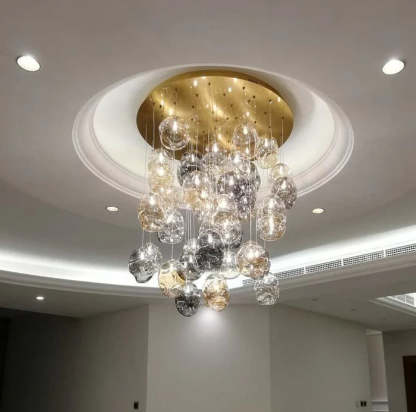 Square Rainfall / Waterfall Glass Globe / Bubble Chandelier-Sylvia Space