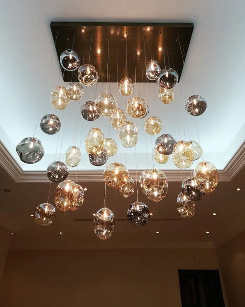 Square Rainfall / Waterfall Glass Globe / Bubble Chandelier-Sylvia Space