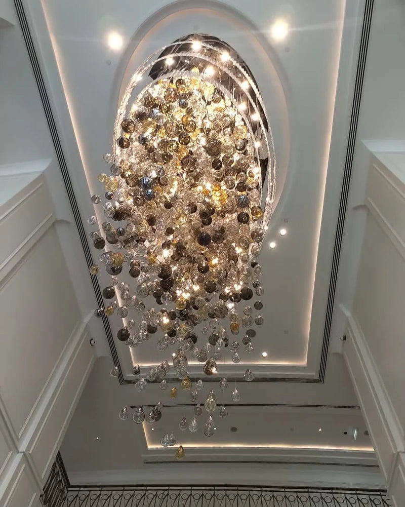 Square Rainfall / Waterfall Glass Globe / Bubble Chandelier-Sylvia Space