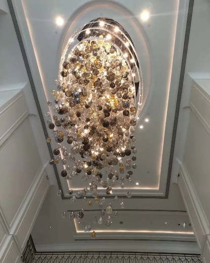 Square Rainfall / Waterfall Glass Globe / Bubble Chandelier-Sylvia Space