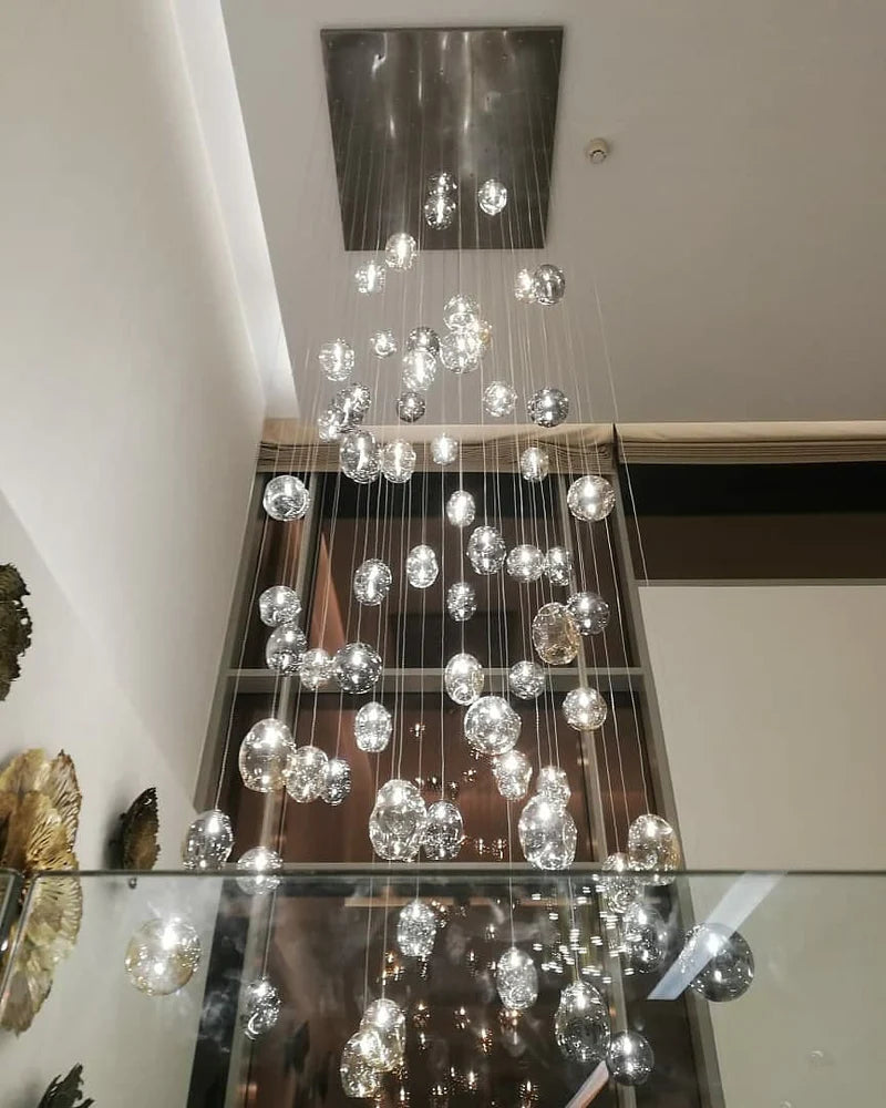 Square Rainfall / Waterfall Glass Globe / Bubble Chandelier-Sylvia Space
