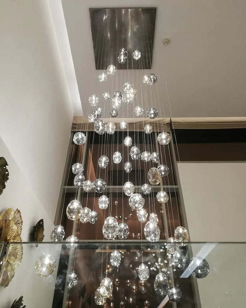 Square Rainfall / Waterfall Glass Globe / Bubble Chandelier-Sylvia Space