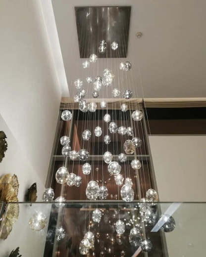 Square Rainfall / Waterfall Glass Globe / Bubble Chandelier-Sylvia Space