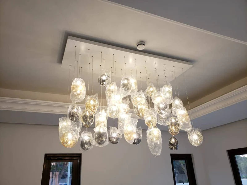 Square Rainfall / Waterfall Glass Globe / Bubble Chandelier-Sylvia Space