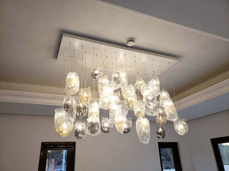 Square Rainfall / Waterfall Glass Globe / Bubble Chandelier-Sylvia Space