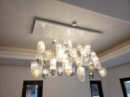 Square Rainfall / Waterfall Glass Globe / Bubble Chandelier-Sylvia Space