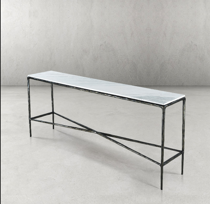 Thaddeus Rectangle Marble Console Table- Customized 79" Bronze