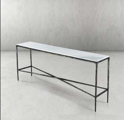 Thaddeus Rectangle Marble Console Table- Customized 79" Bronze