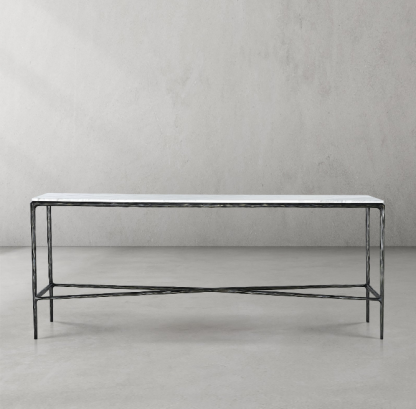 Thaddeus Rectangle Marble Console Table- Customized 79" Bronze