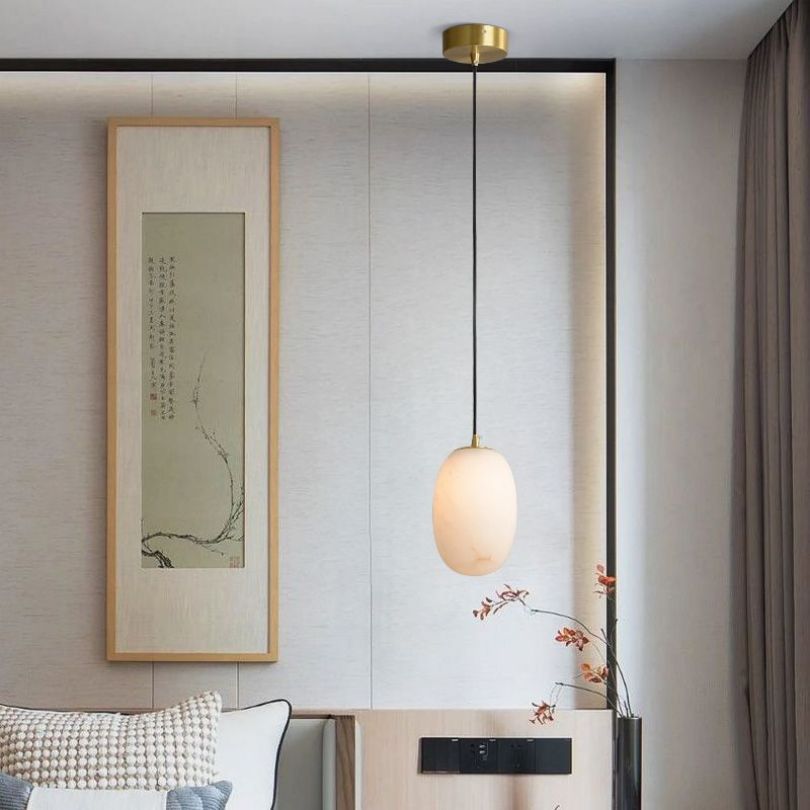 Lithos Alabaster Pendant Light-Sylvia Space