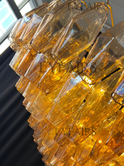 Modern Round/Rectangular/Funnel Smoke Glass Chandelier for Low-ceiling