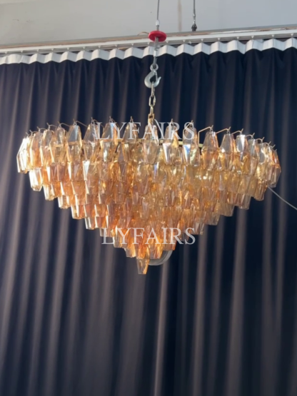 Modern Round/Rectangular/Funnel Smoke Glass Chandelier for Low-ceiling