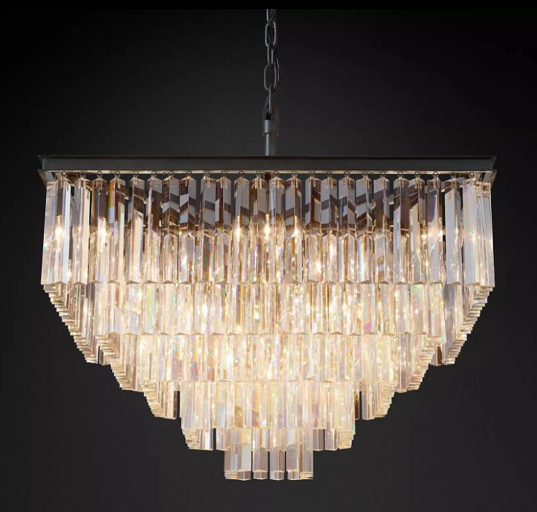1920S Odeon Square Chandelier 34 -Custom Bronze