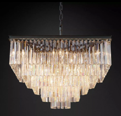 1920S Odeon Square Chandelier 34 -Custom Bronze