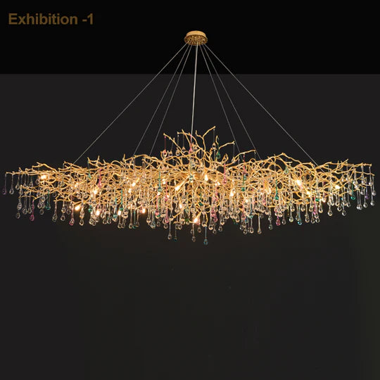 Lydia Crystal Raindrop Aluminum Branch Chandelier for Living room-Sylvia Space