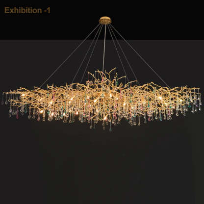 Lydia Crystal Raindrop Aluminum Branch Chandelier for Living room-Sylvia Space