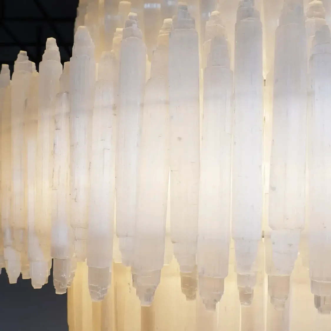 Selenite Layer Round Pendant 32"