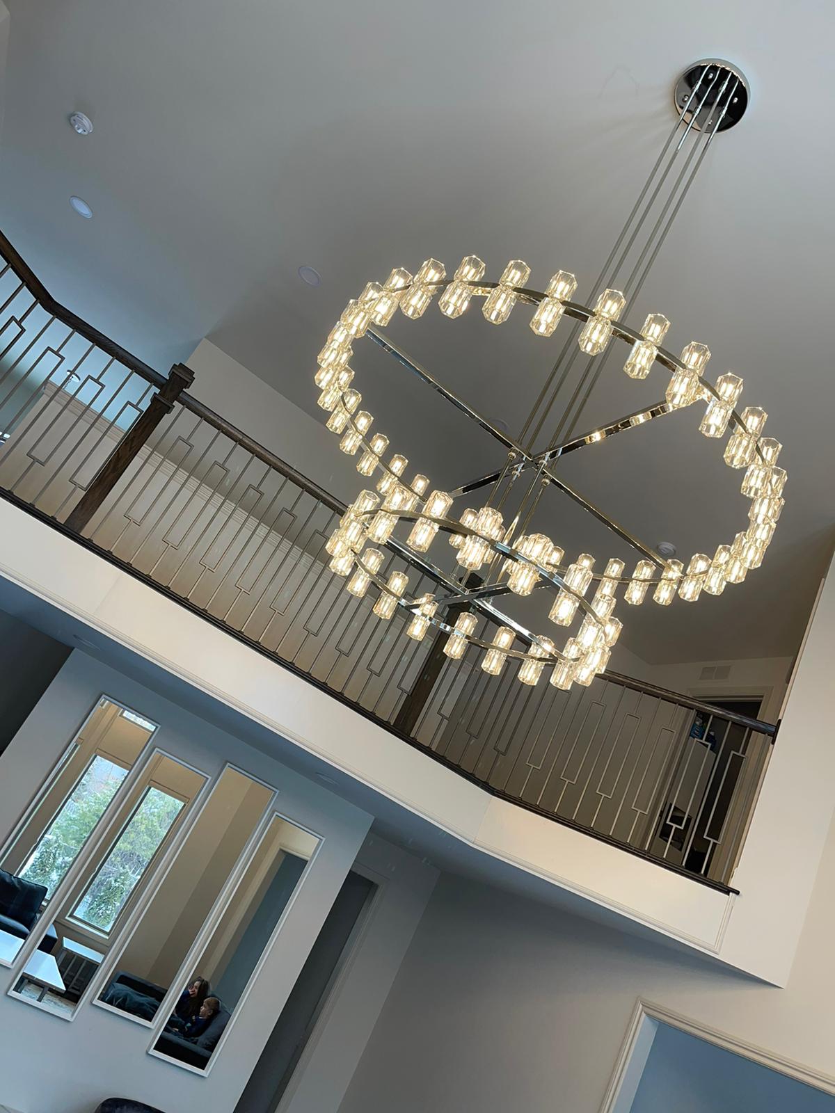 Arcardes Led Round Two-Tier Chandelier For Crystal Cup 60"
