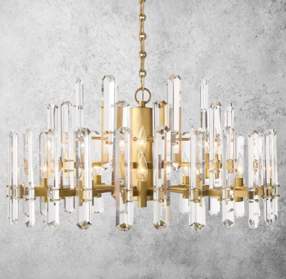 Bonnieo Faceted Crystal Round Chandelier 36"