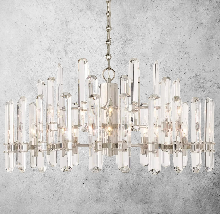Bonnieo Faceted Crystal Round Chandelier 36"
